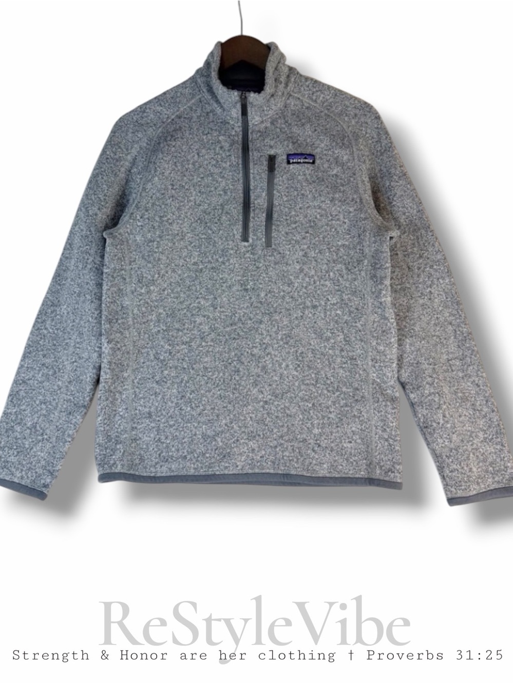 PATAGONIA Men’s Size S Pullover Fleece 1/2 Zipper Gray Quarter Zip Style